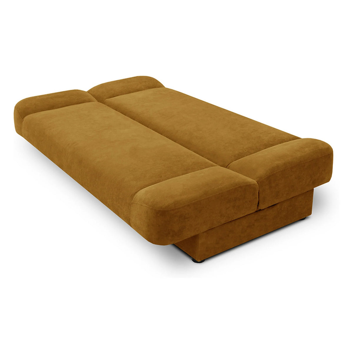 Canapea extensibila LAMI, stofa catifelata galben - Soft 09, cu lada depozitare, 190x85x87 cm