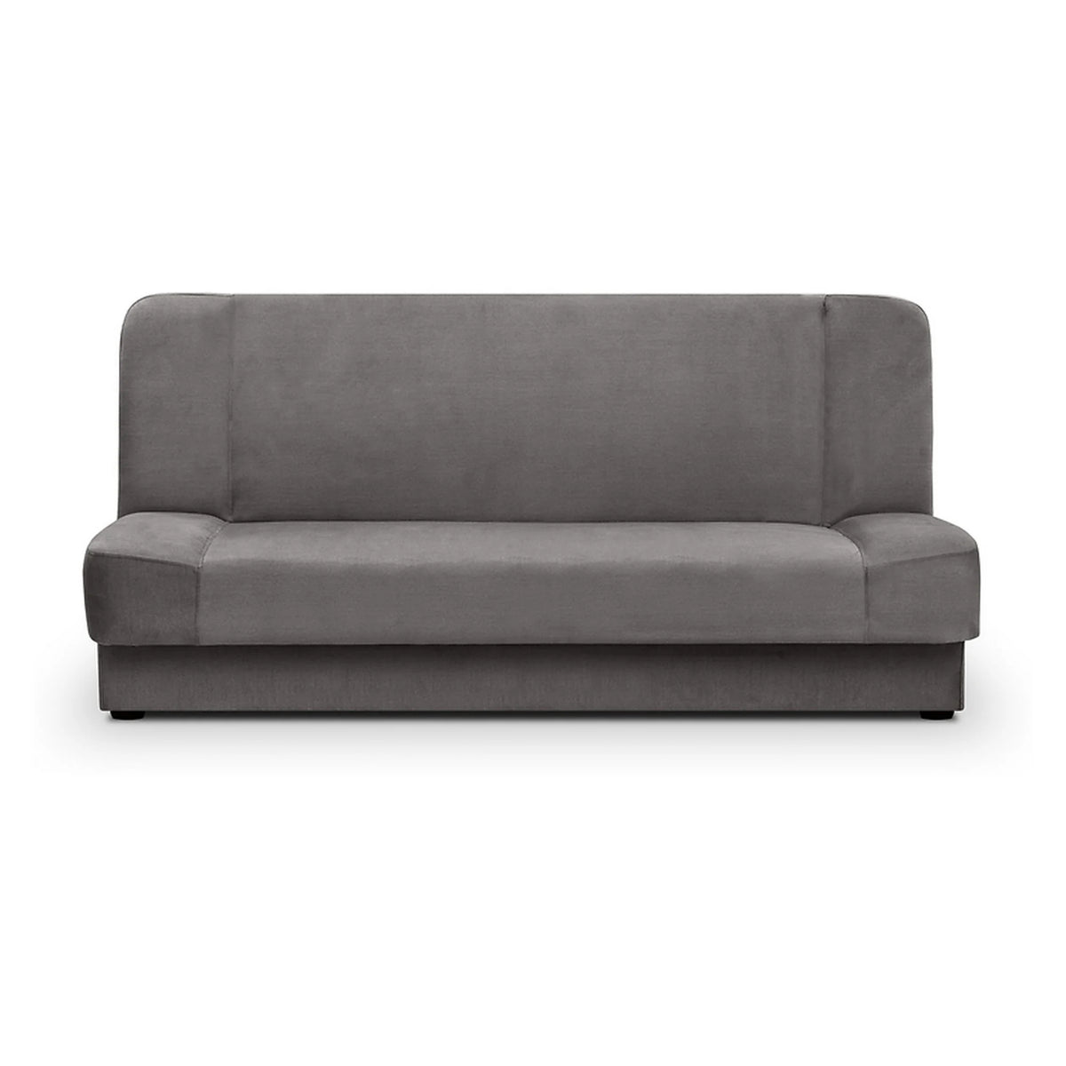 Canapea extensibila LAMI, stofa catifelata gri - Cruse 533, cu lada depozitare, 190x85x87 cm