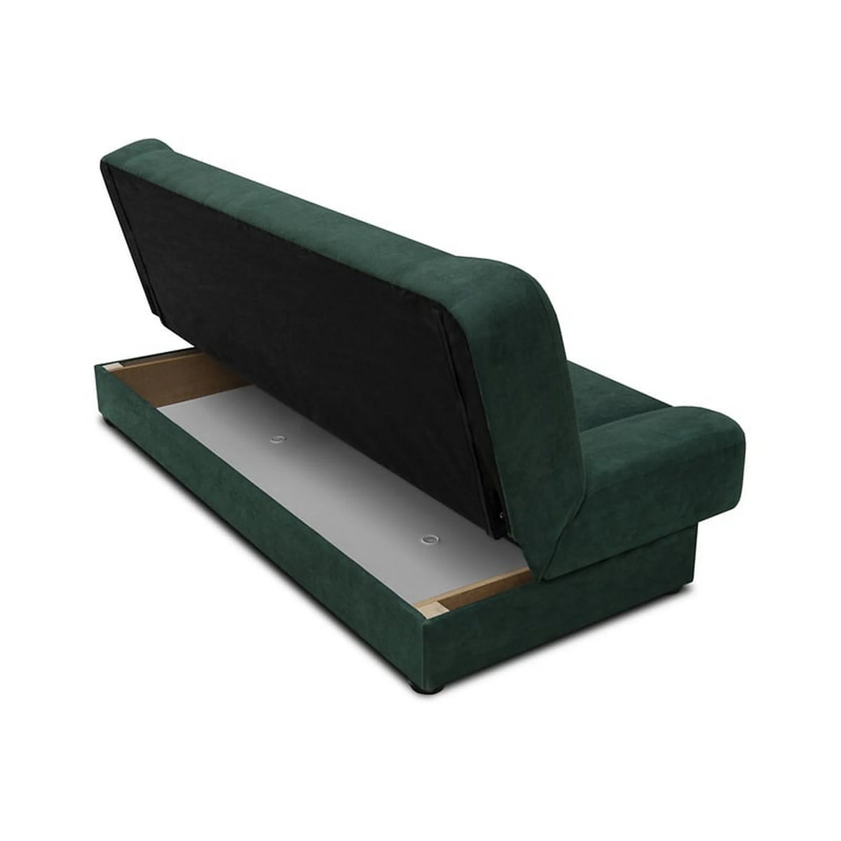 Canapea extensibila LAMI, stofa catifelata verde - Soft 13, cu lada depozitare, 190x85x87 cm