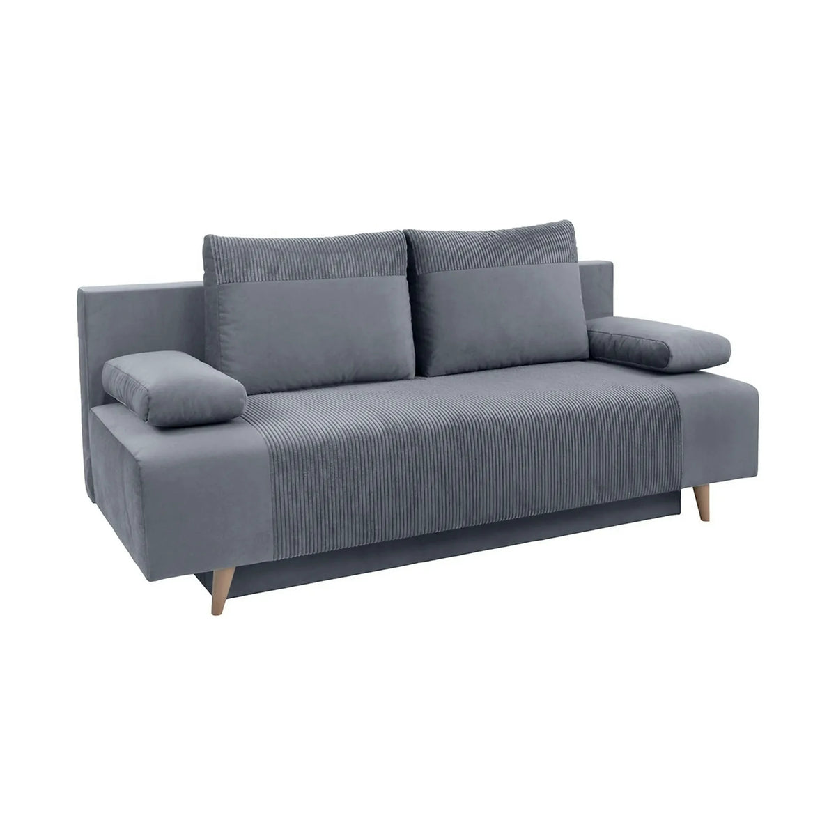 Canapea extensibila LEON, stofa catifelata gri - Poso 60, 191x89x92 cm