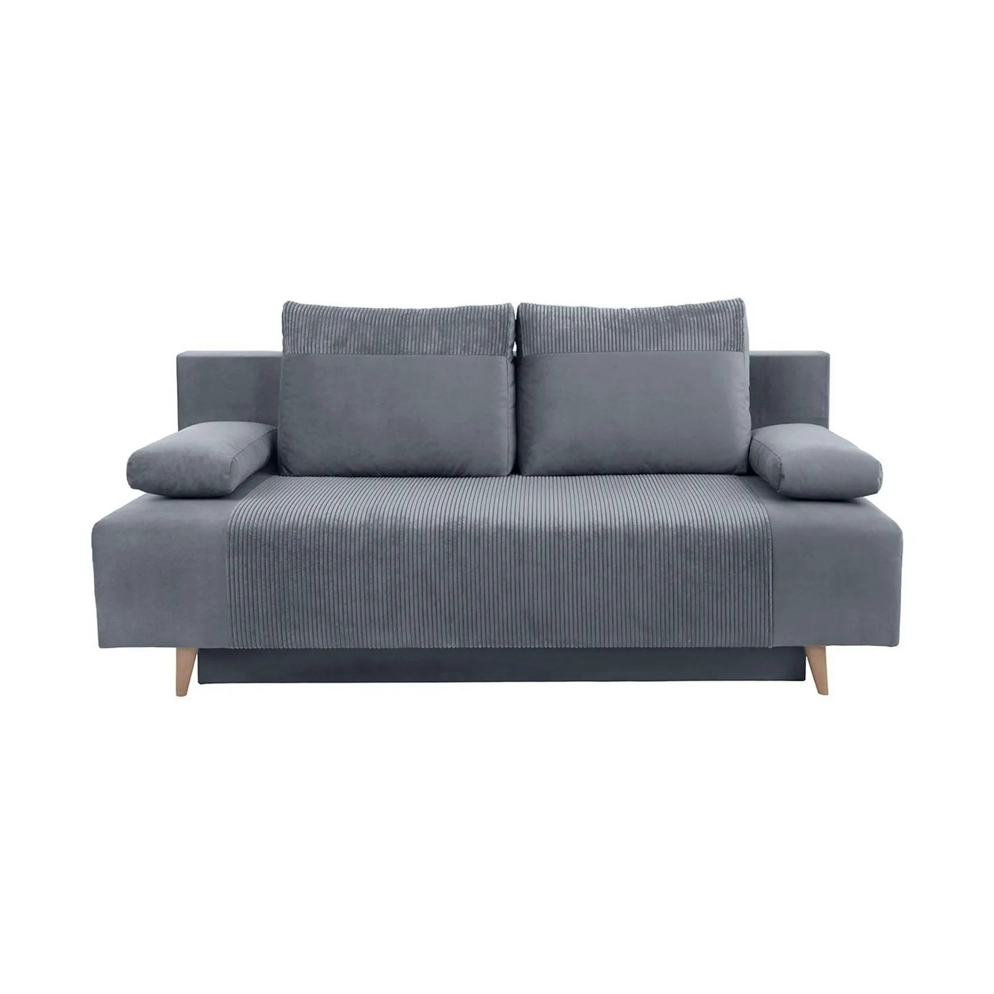 Canapea extensibila LEON, stofa catifelata gri - Poso 60, 191x89x92 cm
