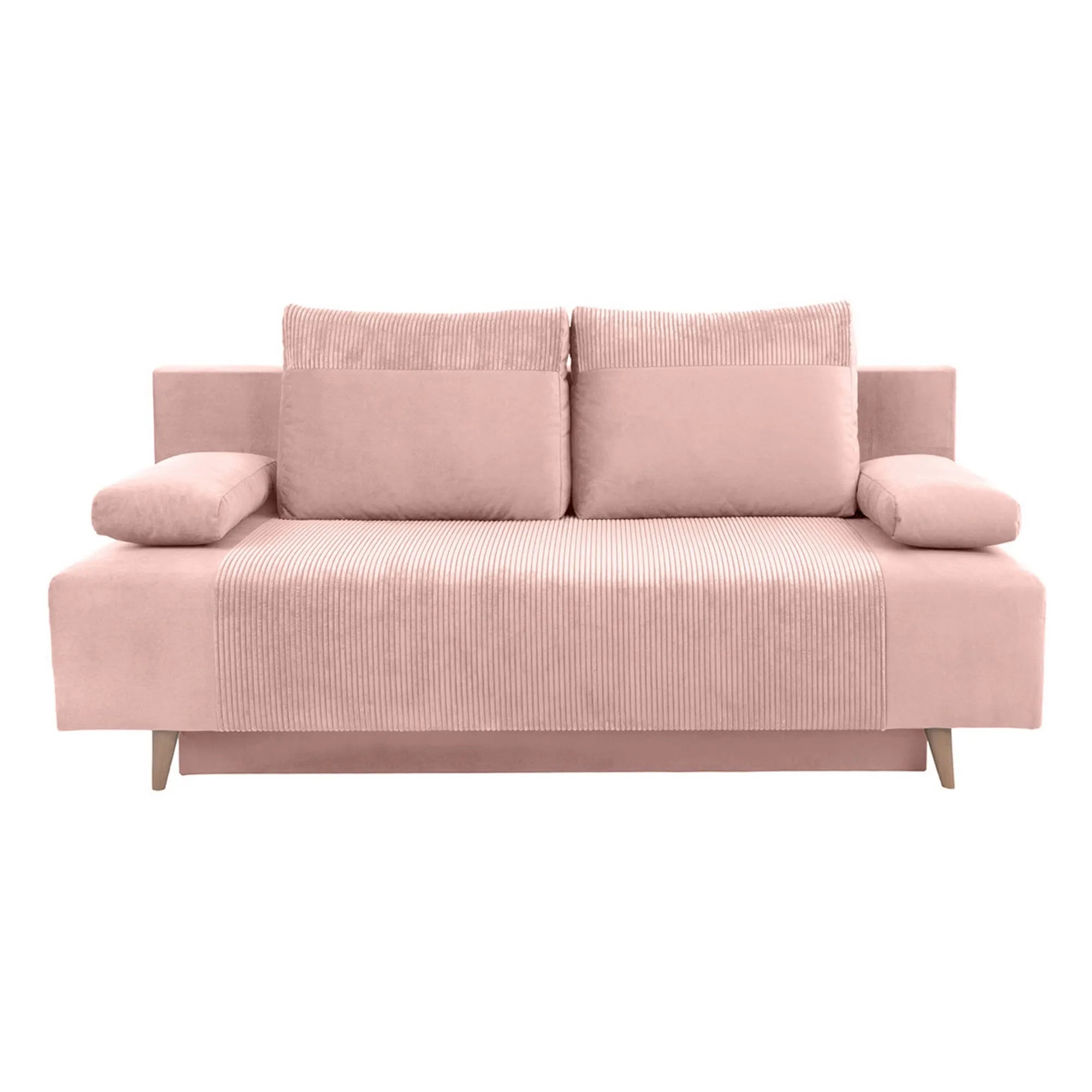 Canapea extensibila LEON, stofa catifelata roz - Poso 52, 191x89x92 cm
