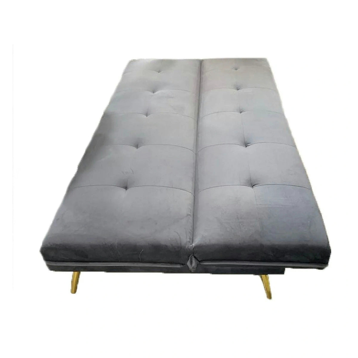 Canapea extensibila MORITZ, gri/auriu, stofa catifelata/metal, 181x88/106x80 cm