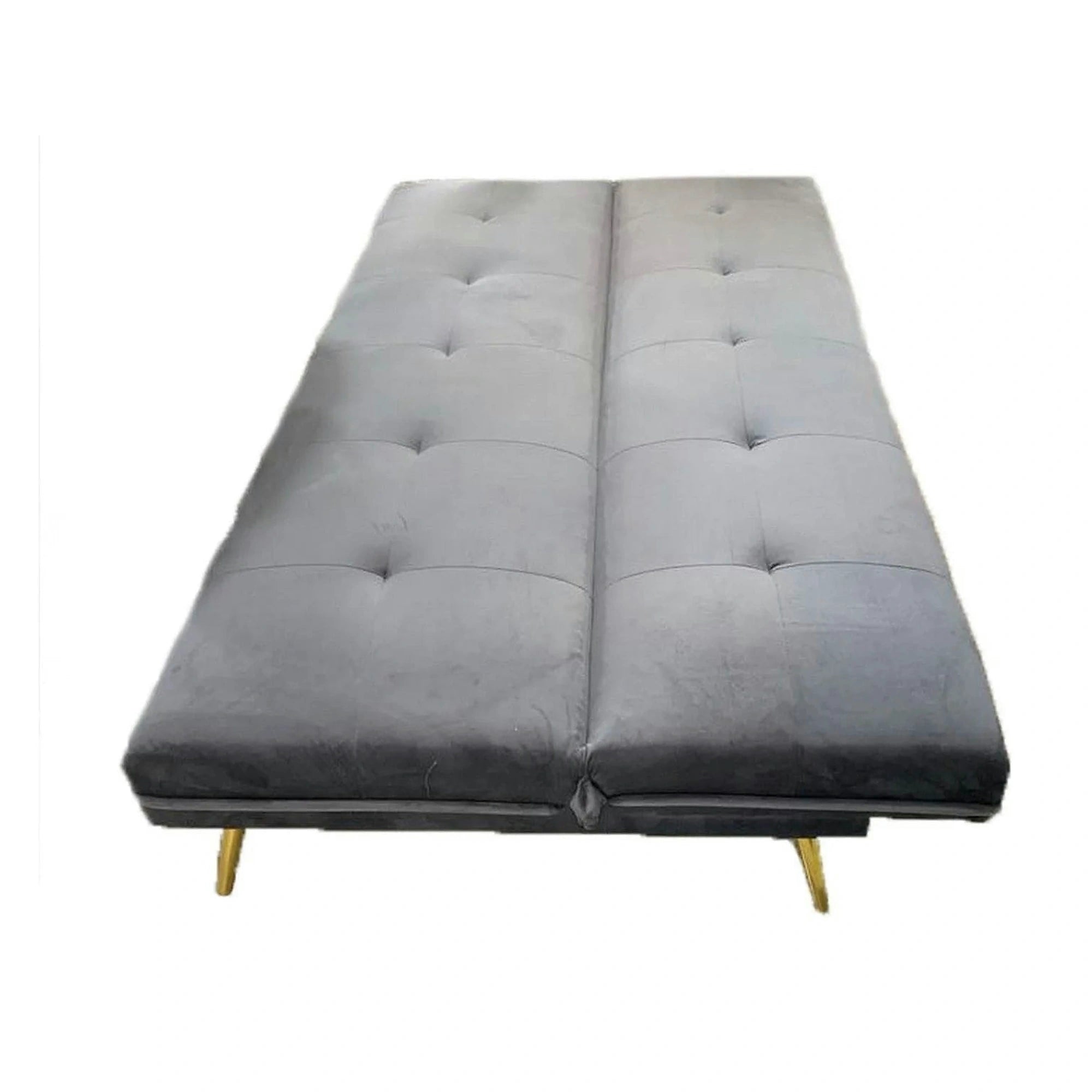 Canapea extensibila MORITZ, gri/auriu, stofa catifelata/metal, 181x88/106x80 cm