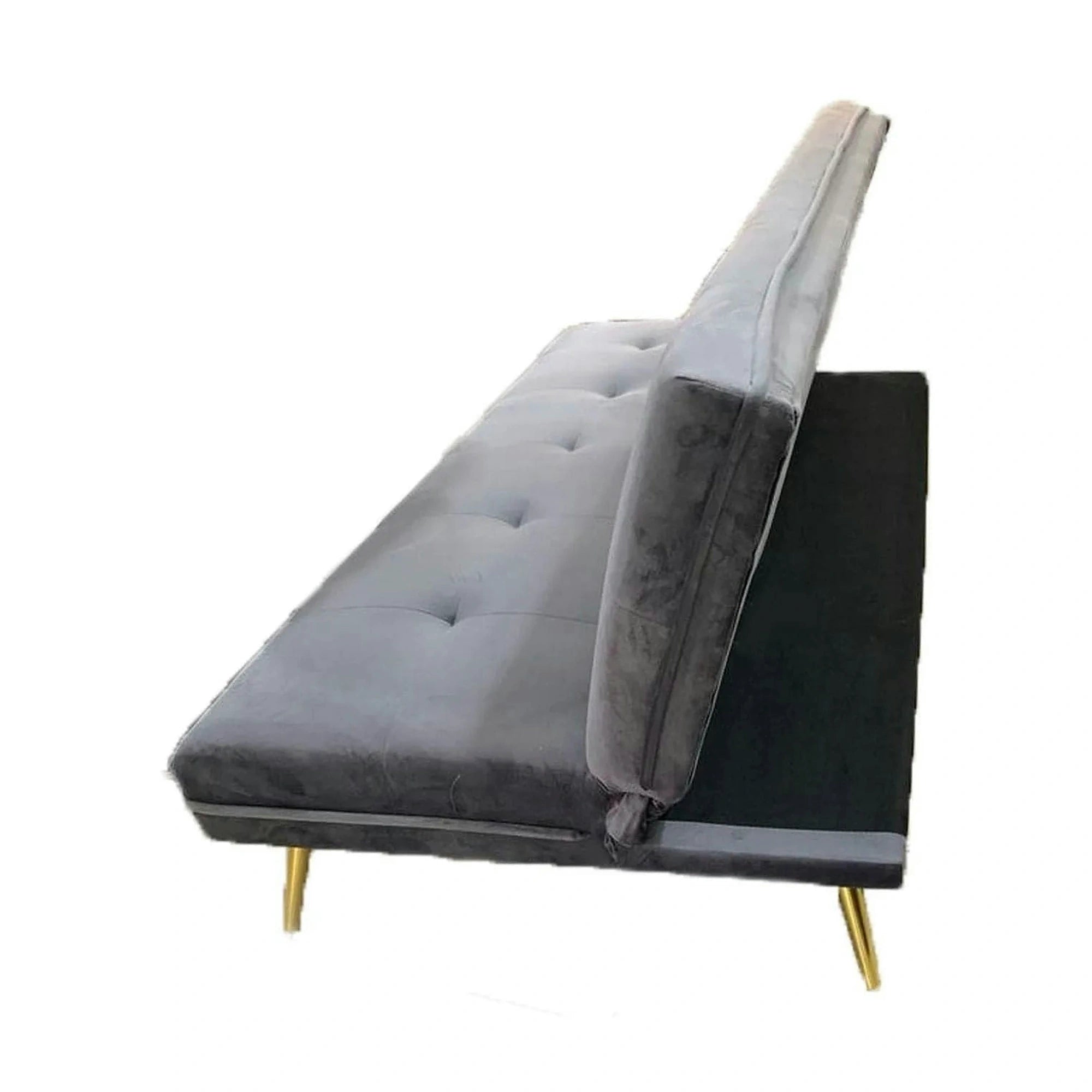 Canapea extensibila MORITZ, gri/auriu, stofa catifelata/metal, 181x88/106x80 cm