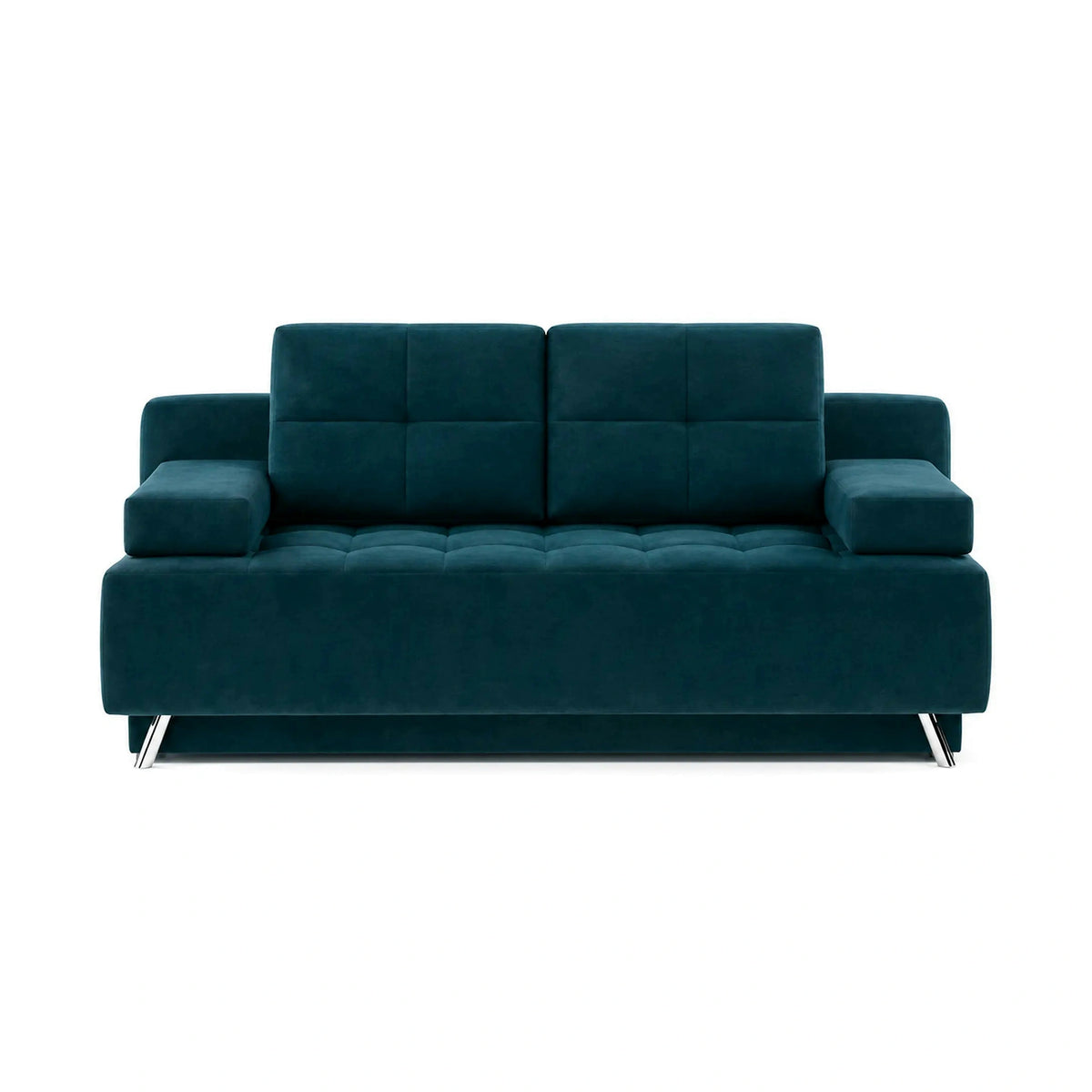 Canapea extensibila OSLO, stofa catifelata albastru - Salvador 11, cu lada depozitare, 197x94x90 cm