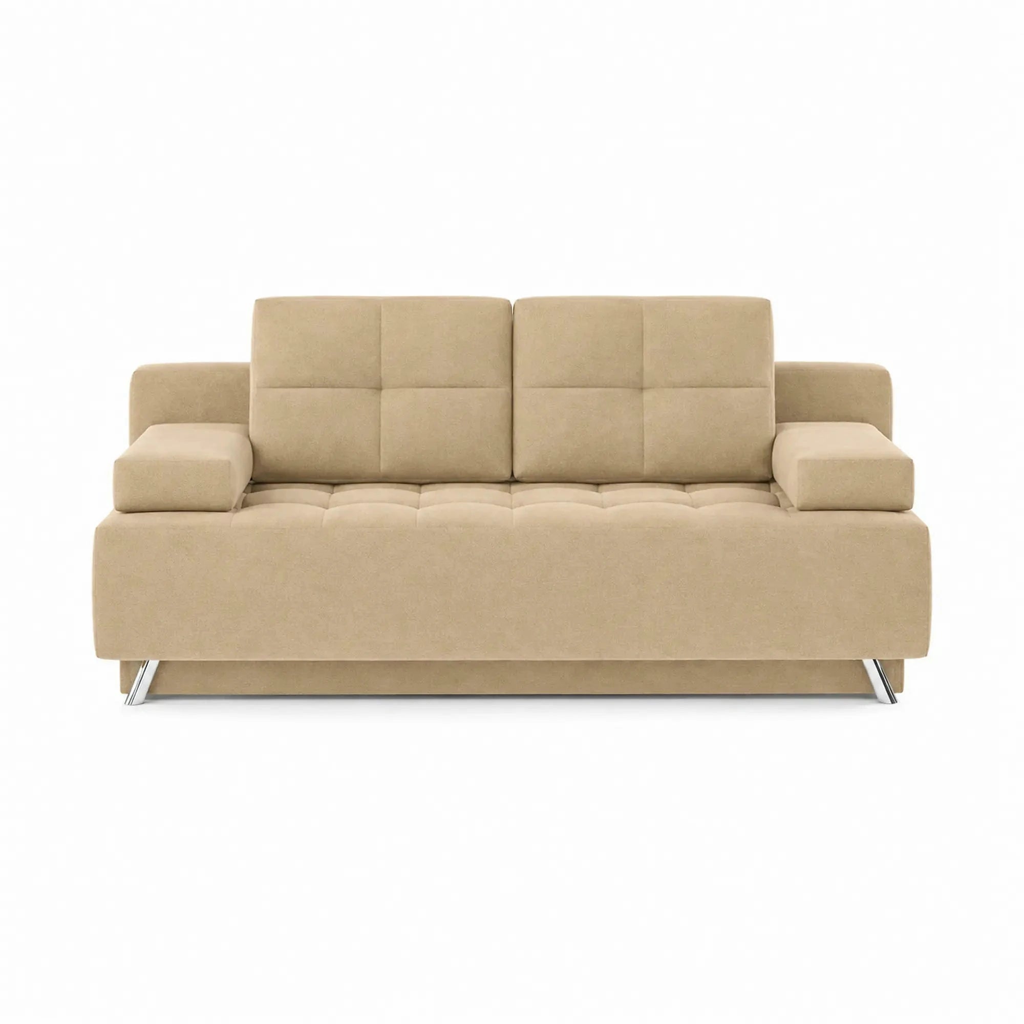 Canapea extensibila OSLO, stofa catifelata crem - Riviera 21, cu lada depozitare, 197x94x90 cm