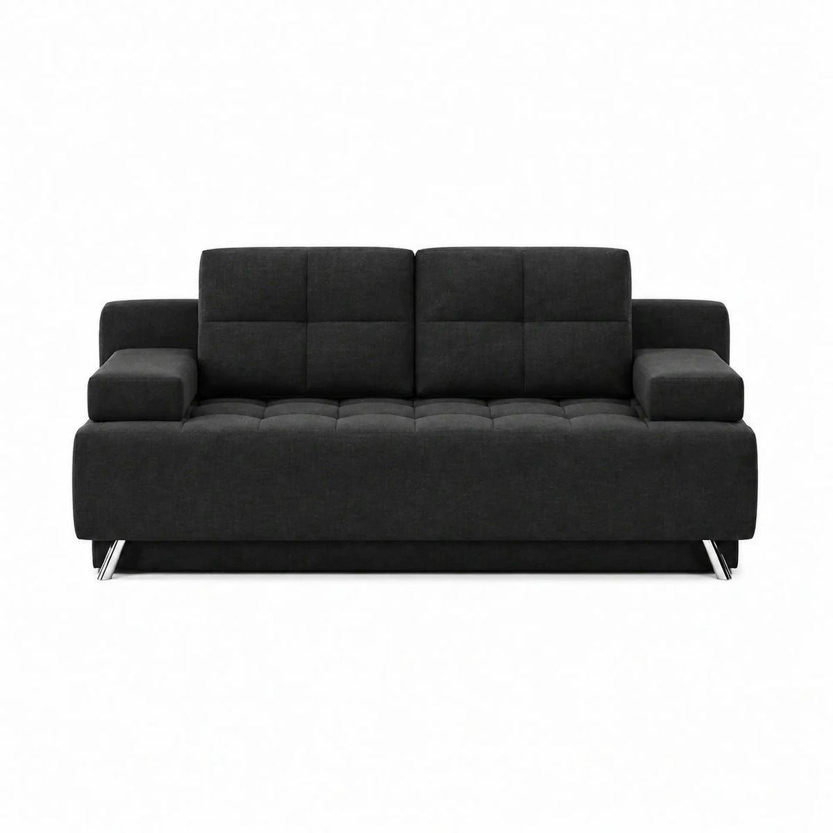 Canapea extensibila OSLO, stofa catifelata gri grafit - Palladium 19, cu lada depozitare, 197x94x90 cm