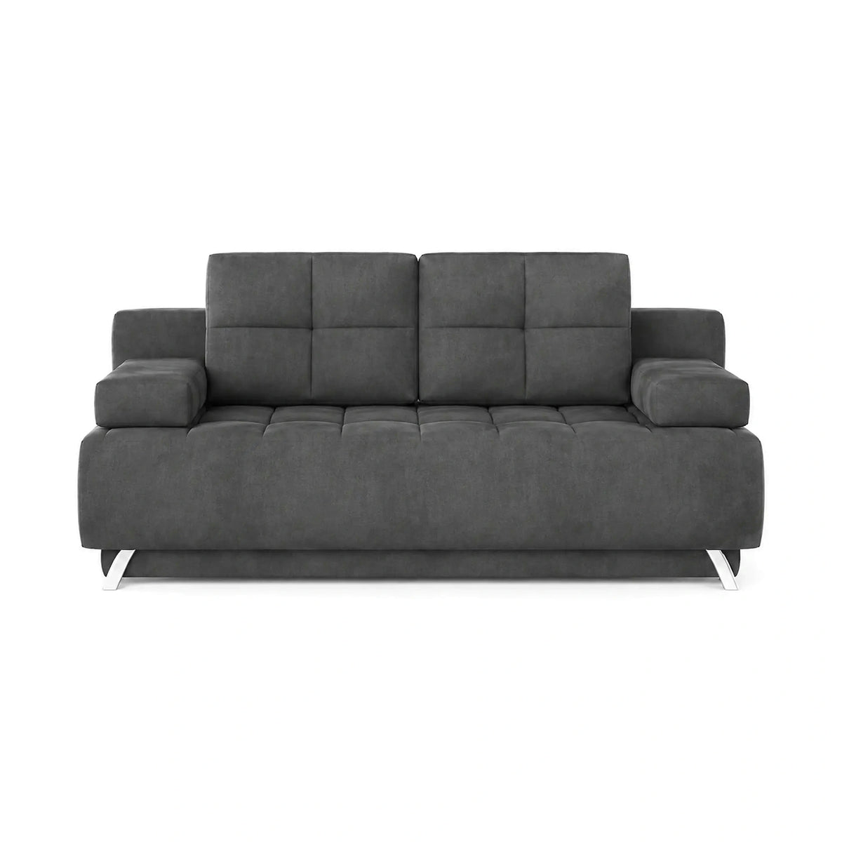 Canapea extensibila OSLO, stofa catifelata gri grafit - Riviera 96, cu lada depozitare, 197x94x90 cm
