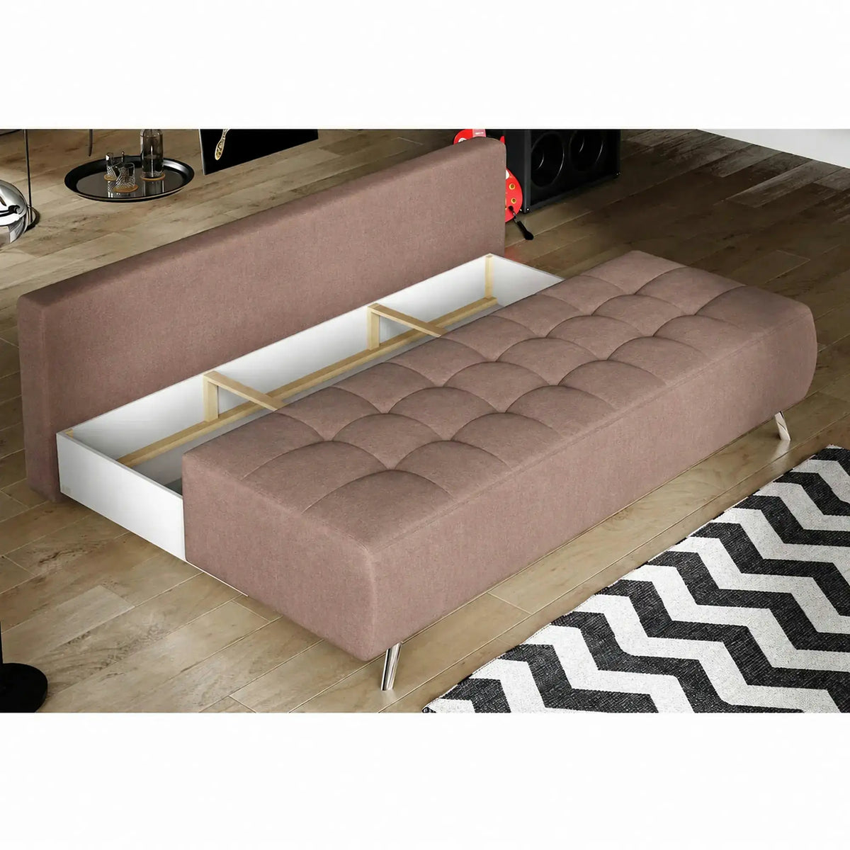 Canapea extensibila OSLO, stofa catifelata maro deschis - Palladium 4, 197x94x90 cm