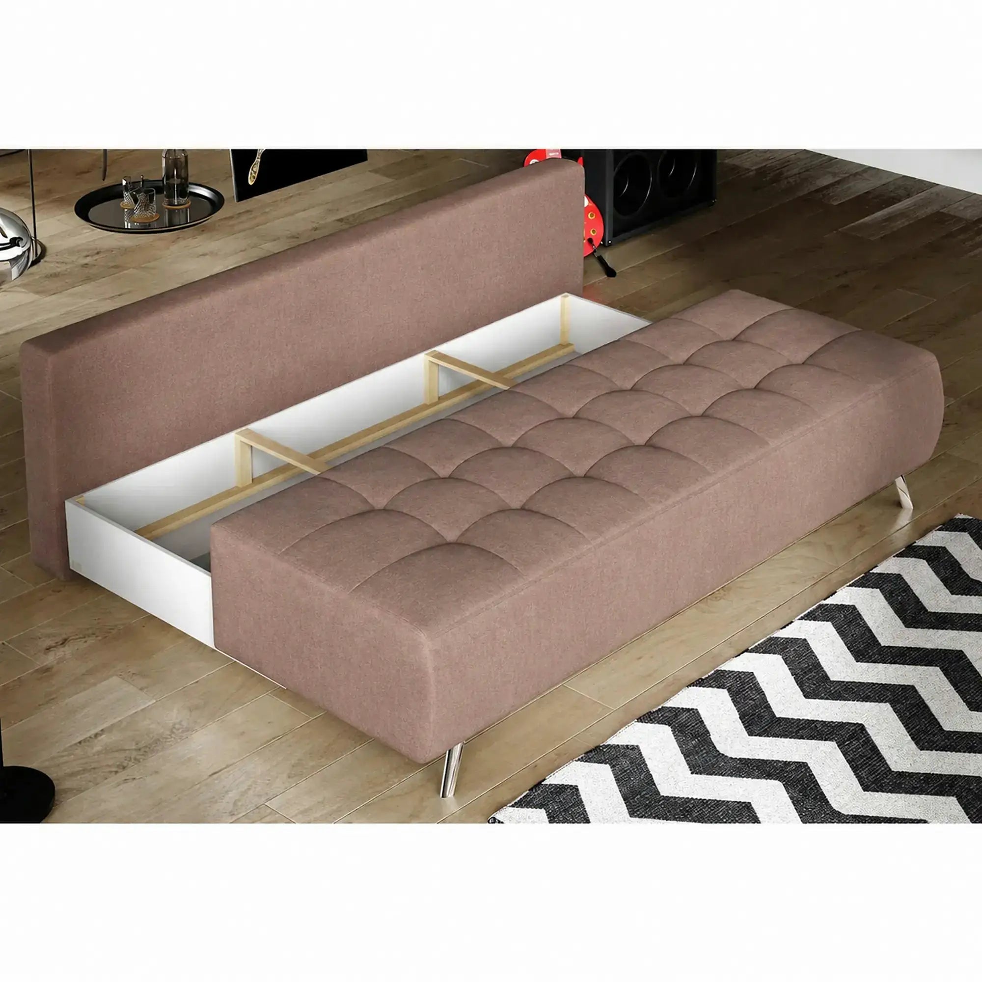 Canapea extensibila OSLO, stofa catifelata maro deschis - Palladium 4, 197x94x90 cm