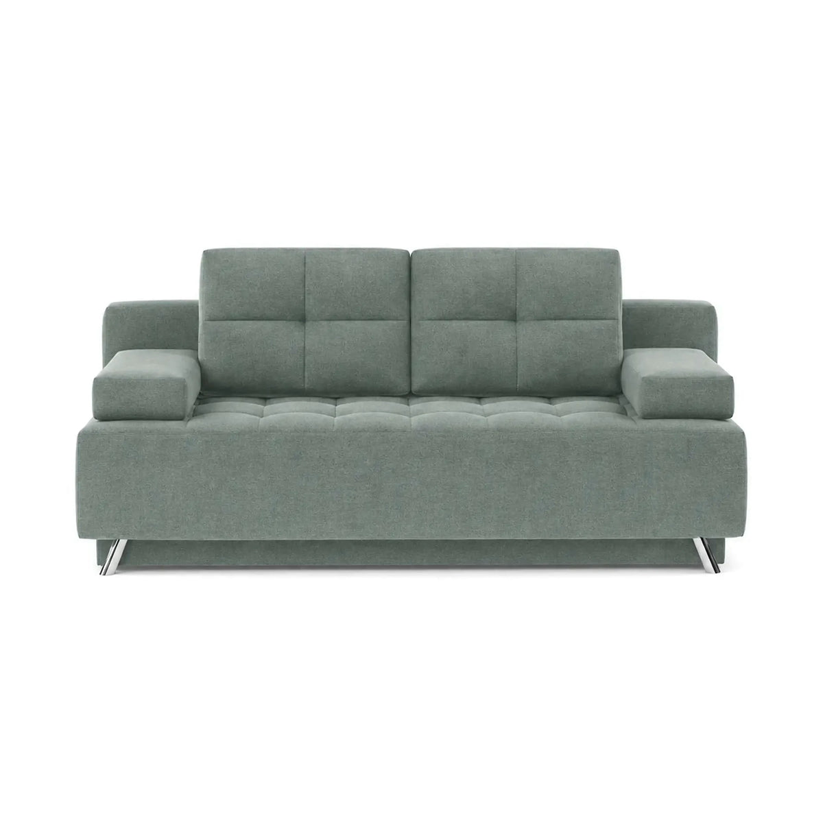 Canapea extensibila OSLO, stofa catifelata verde menta - Salvador 12, cu lada depozitare, 197x94x90 cm