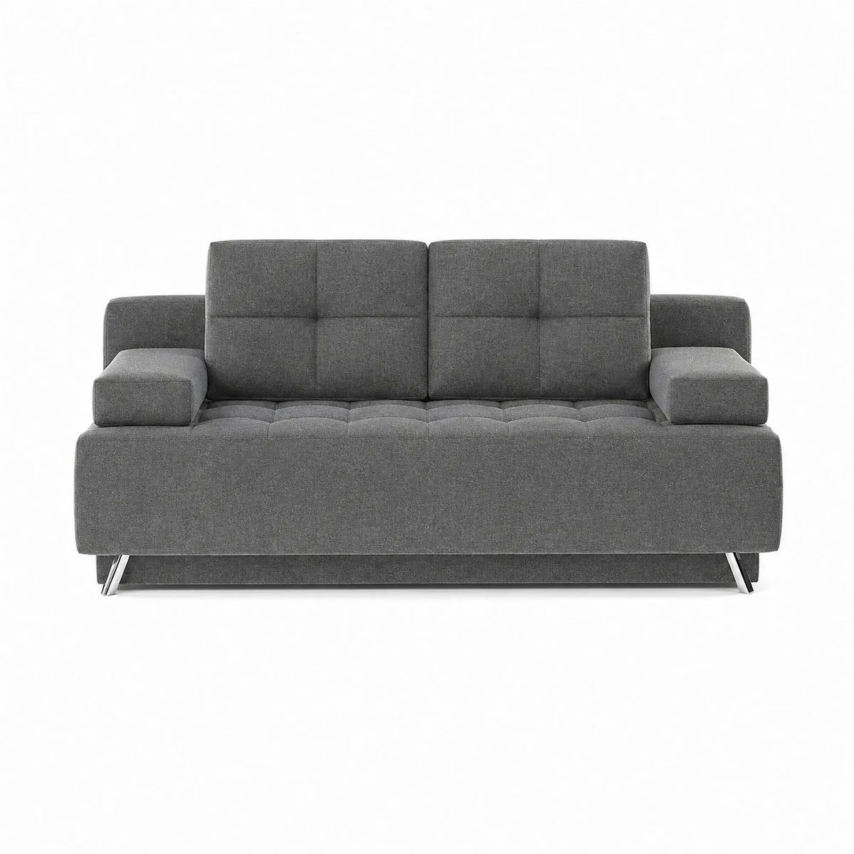 Canapea extensibila OSLO, stofa clasica gri inchis - Austin 19, cu lada depozitare, 197x94x90 cm