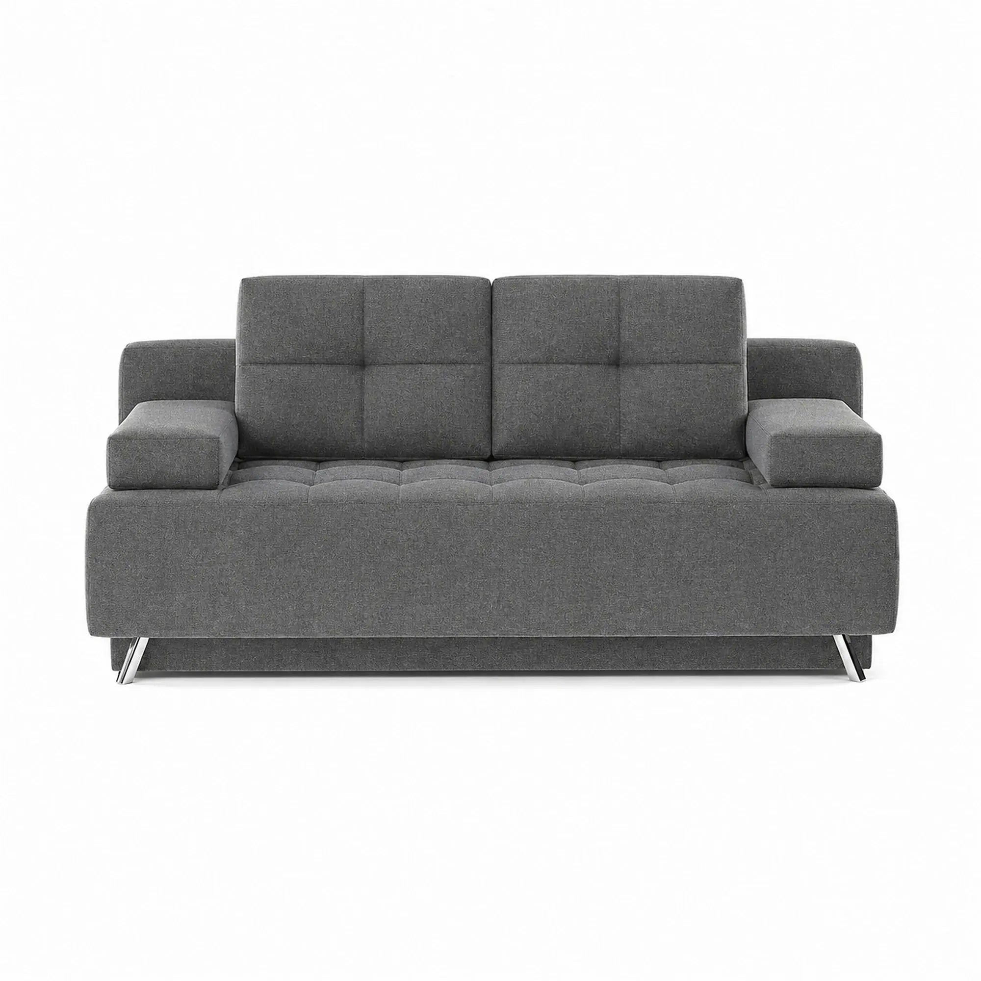 Canapea extensibila OSLO, stofa clasica gri inchis - Austin 19, cu lada depozitare, 197x94x90 cm