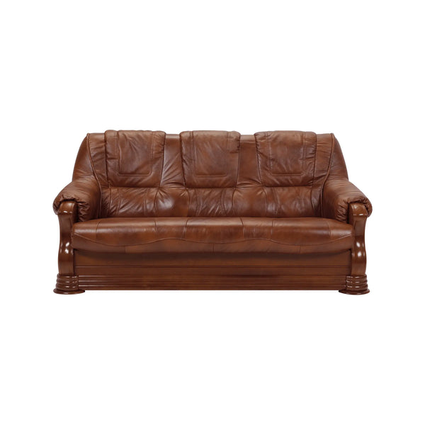 Canapea extensibila PARMA, maro, piele naturala/PAL/lemn, 195x96/140x95 cm