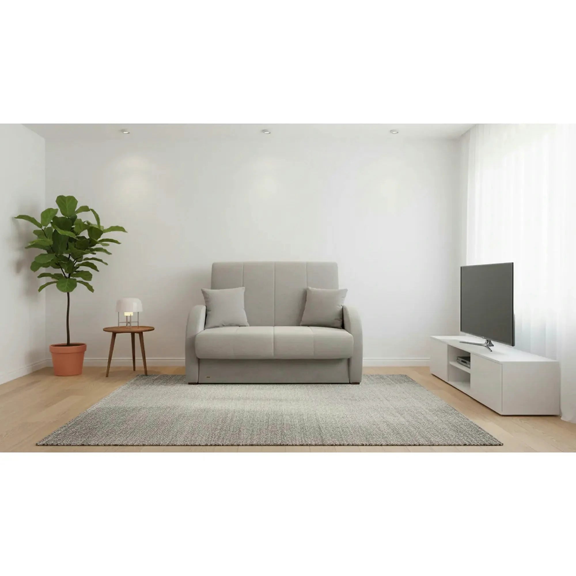 Canapea extensibila POLI, stofa catifelata bej - Matana 17, 134x110x97 cm