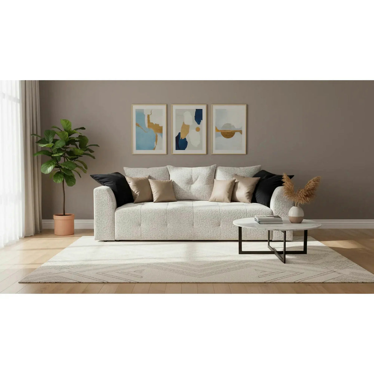 Canapea extensibila ROYAL IV, stofa bej deschis - Puente 06, 247x116x96 cm