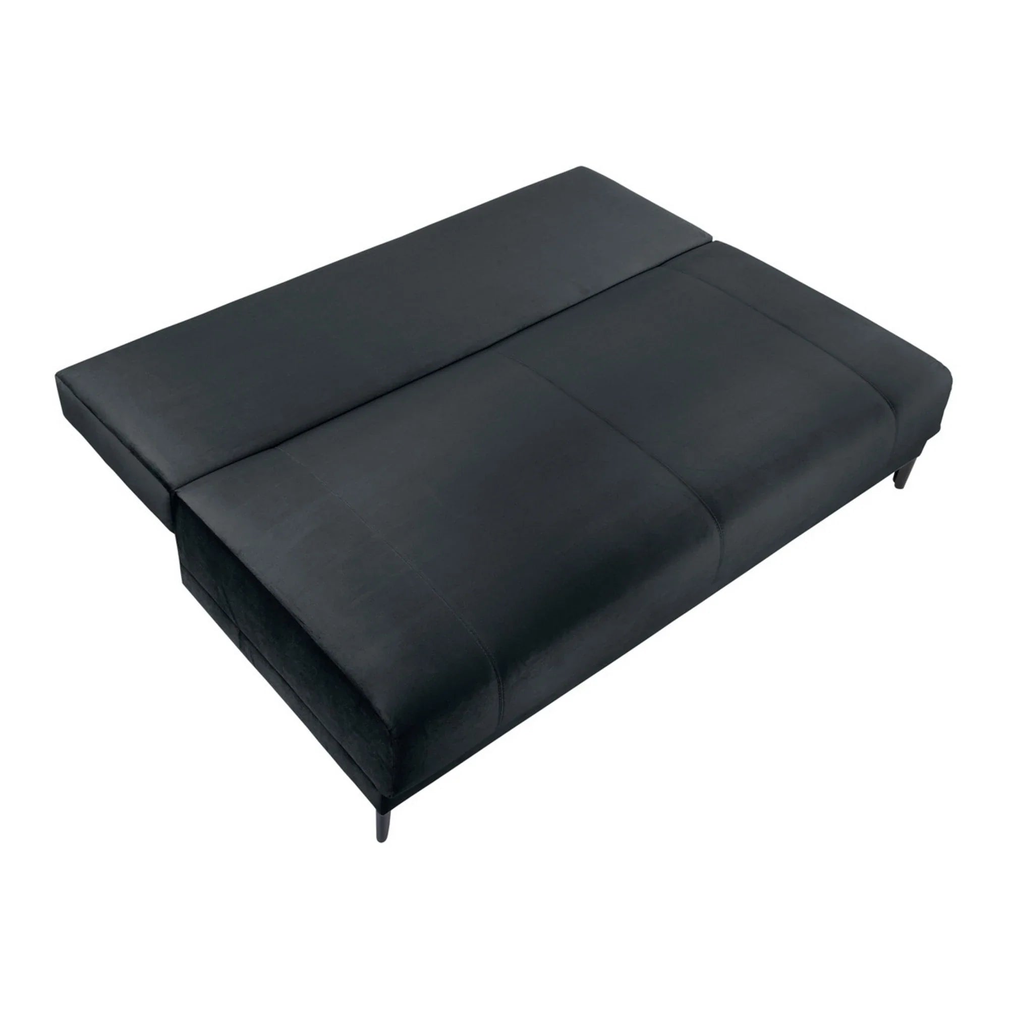 Canapea extensibila SENTILA, stofa catifelata negru - Wind 99, 198x106x91 cm