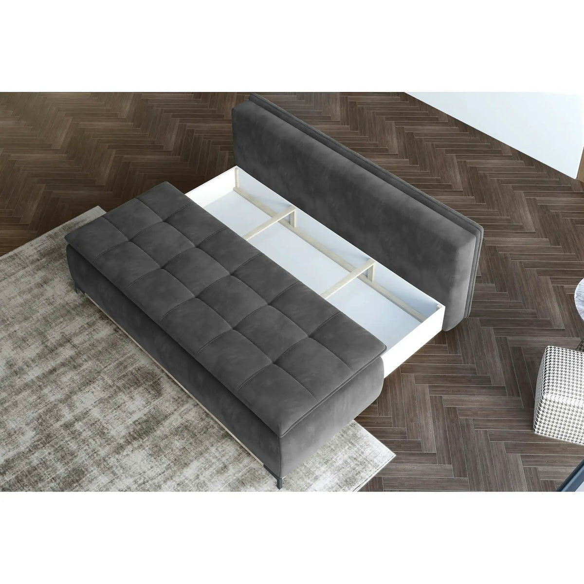 Canapea extensibila SWEET, personalizabil, cu lada depozitare, 204x106x91 cm