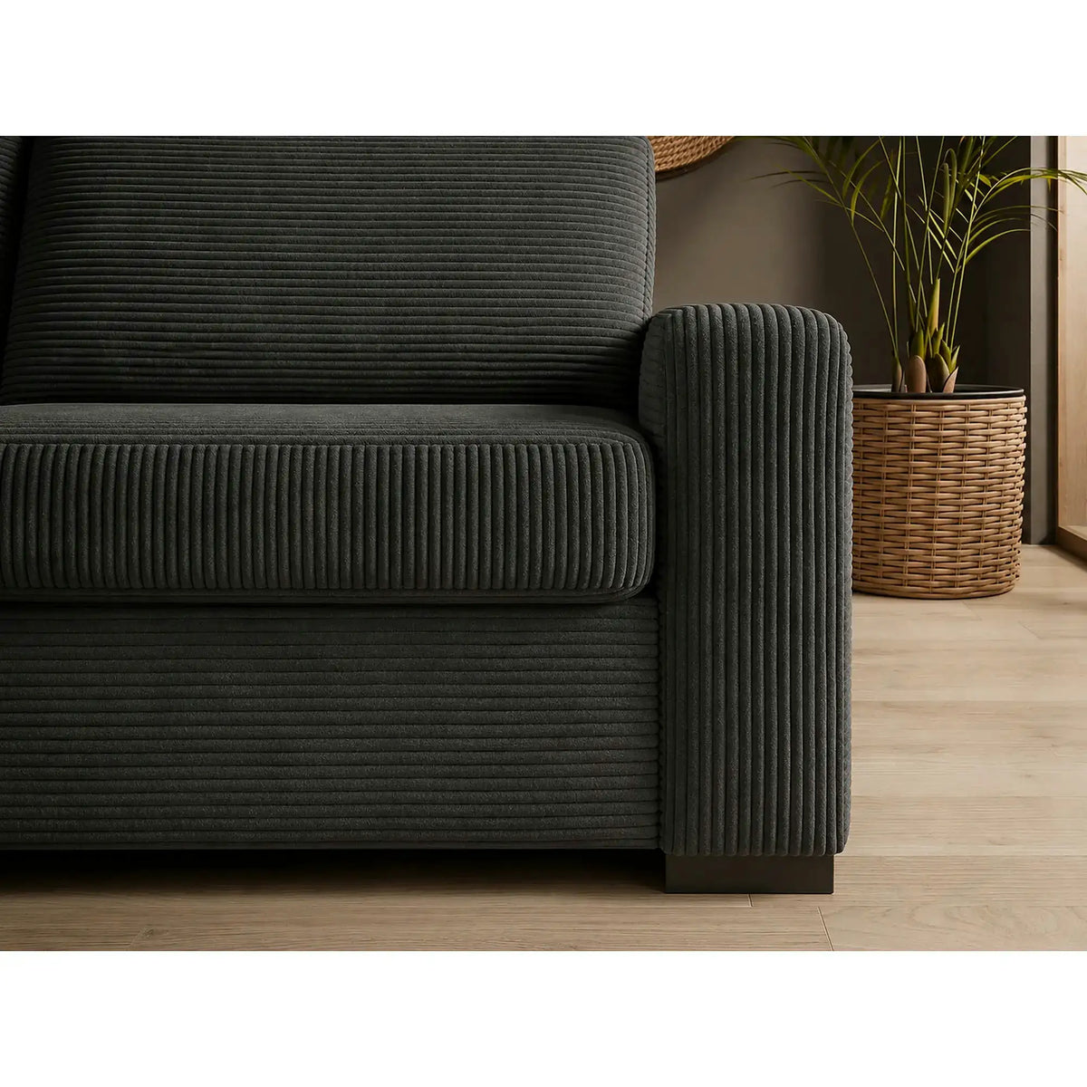 Canapea extensibila VANILLA 160, stofa catifelata gri grafit - Riviera 96, 220x98x87 cm