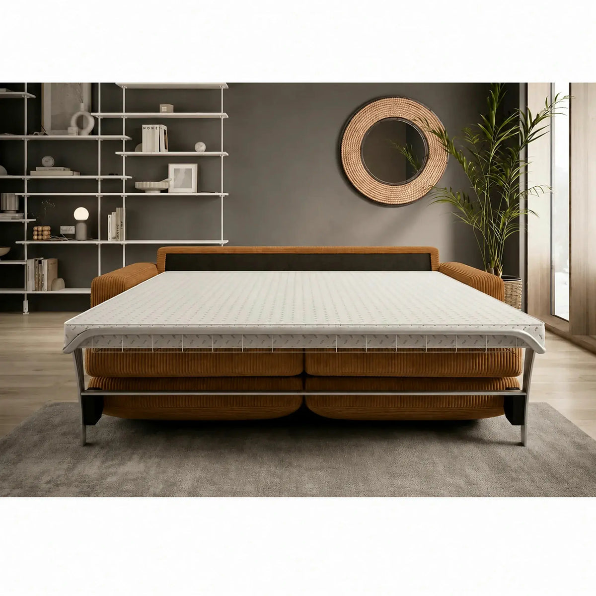 Canapea extensibila VANILLA 160, stofa catifelata maro - Element 07, 220x98x87 cm