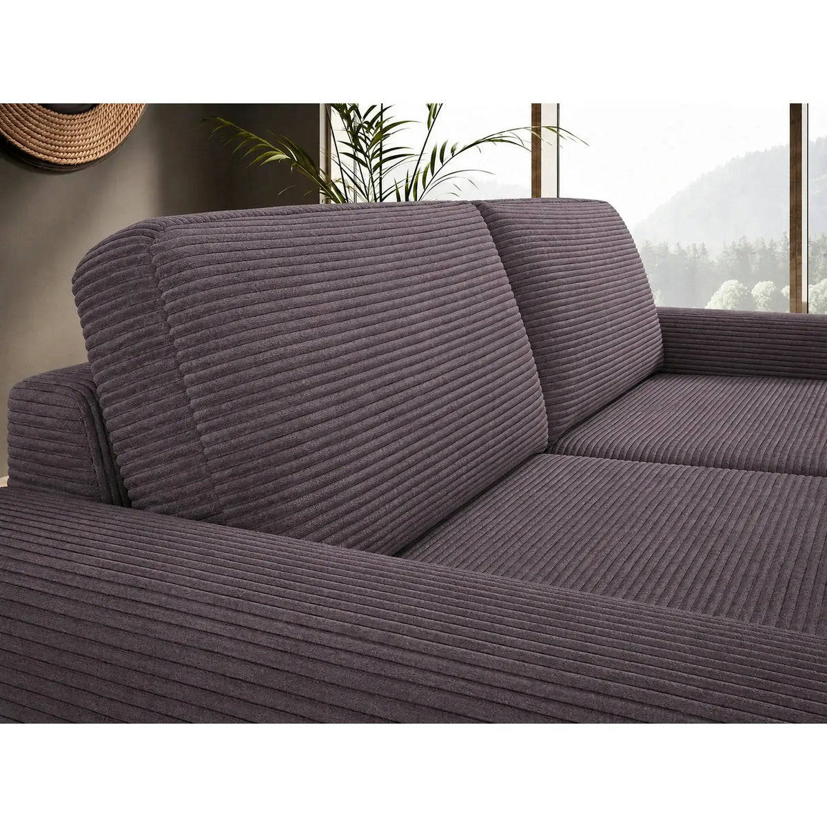 Canapea extensibila VANILLA 160, stofa catifelata maro - Whisper 5, 220x98x87 cm