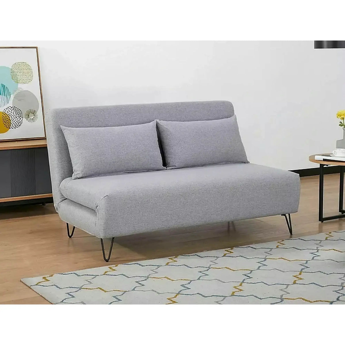 Canapea extensibila ZENIA, gri, stofa/metal, 141x90/191x81 cm