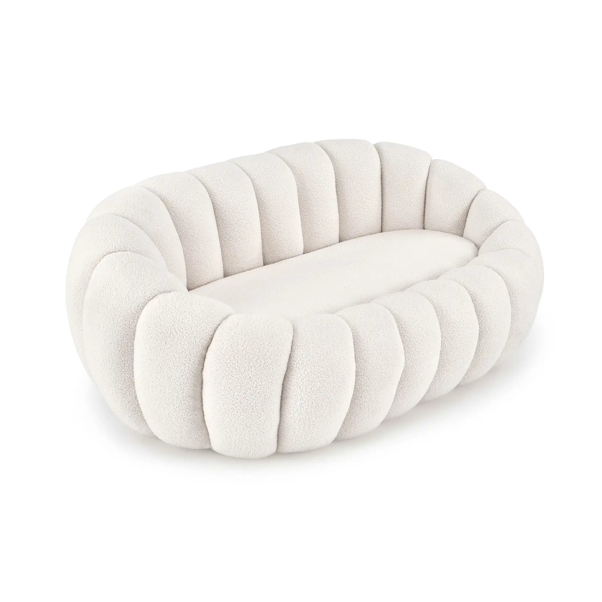 Canapea GASPAR XL, crem, stofa buclata, 140x95x60 cm