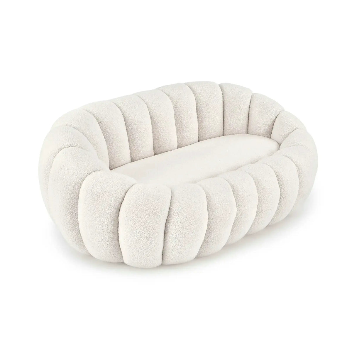 Canapea GASPAR XL, crem, stofa buclata, 140x95x60 cm