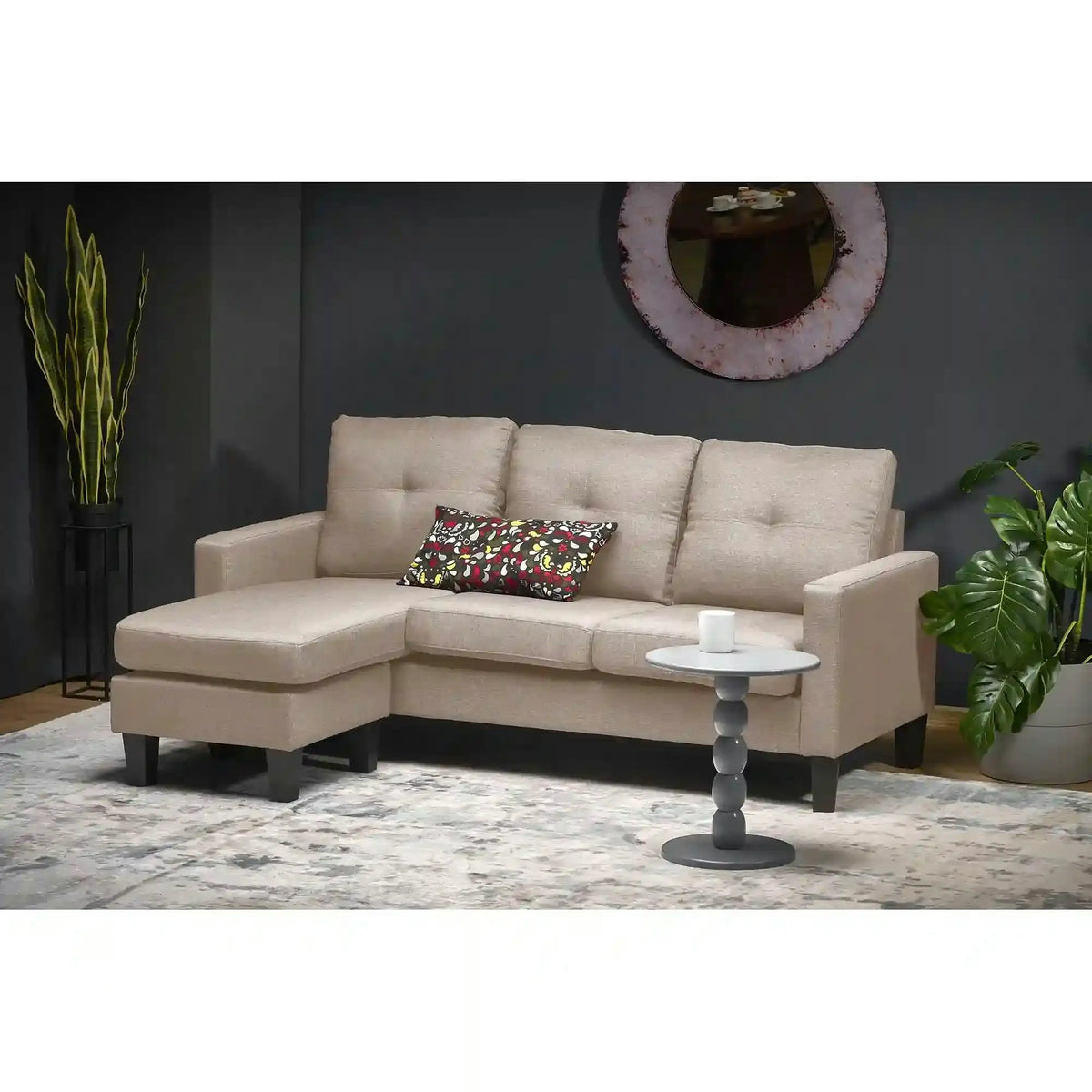 Canapea GERSON, bej, stofa clasica/polipropilena, 180x130x80 cm