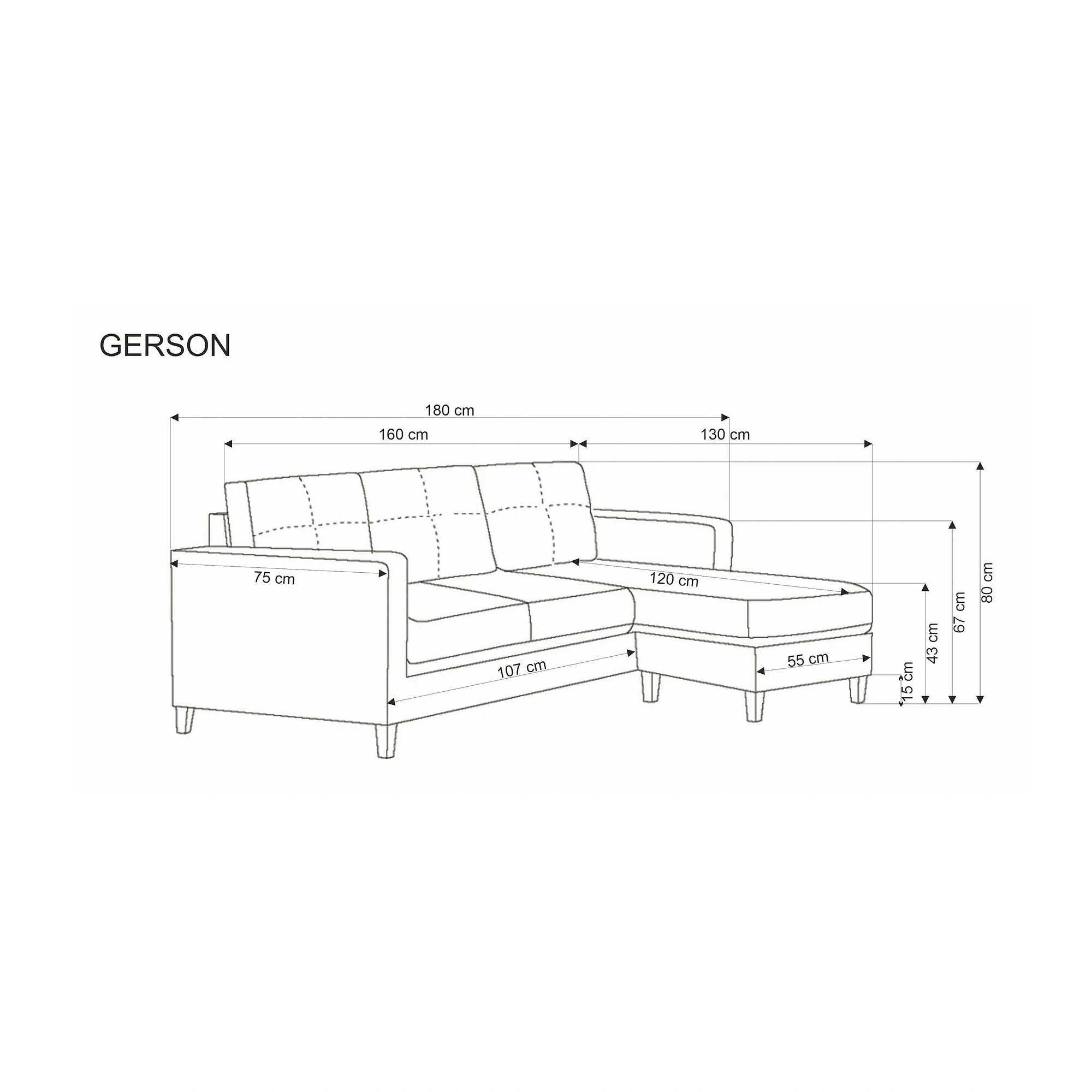 Canapea GERSON, gri, stofa clasica/polipropilena, 180x130x80 cm