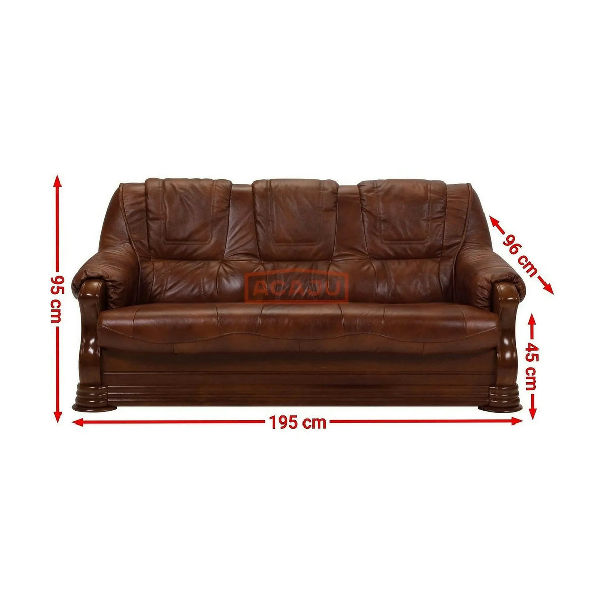 Canapea living piele naturala PARMA, maro, 195x96x95 cm
