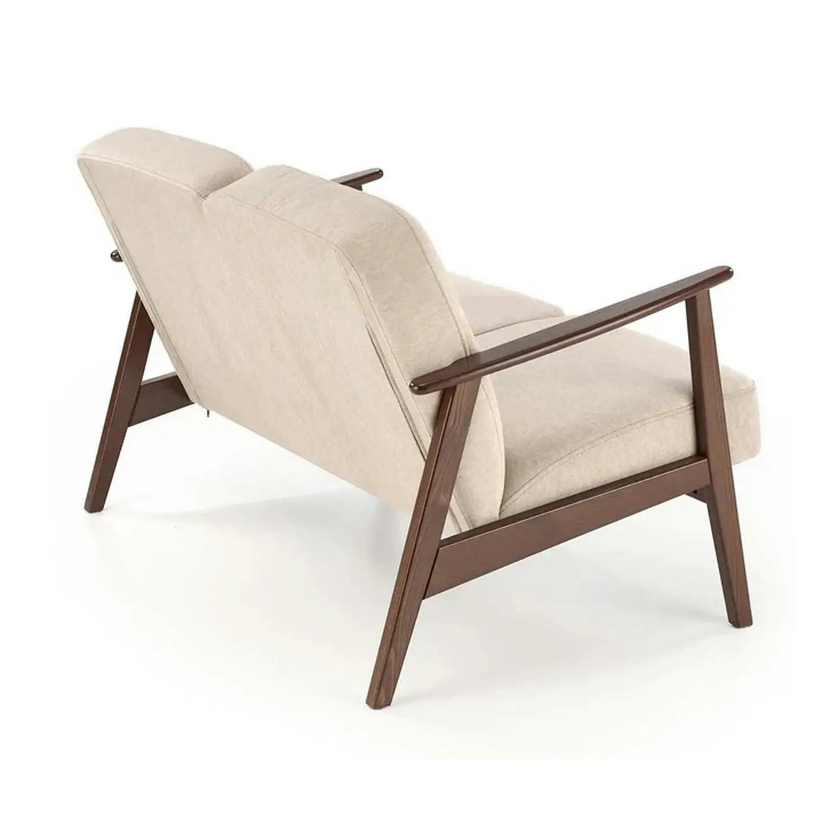 Canapea MILANO 2S, bej - Castel 15, stofa catifelata/lemn, 120x77x77 cm