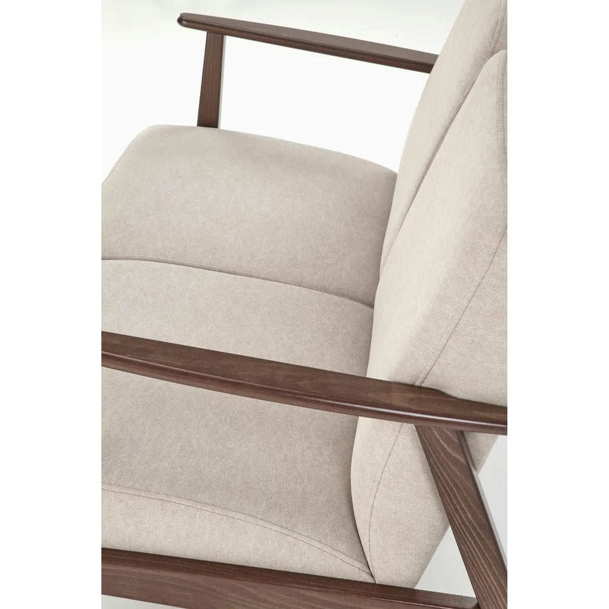 Canapea MILANO 2S, bej - Castel 15, stofa catifelata/lemn, 120x77x77 cm