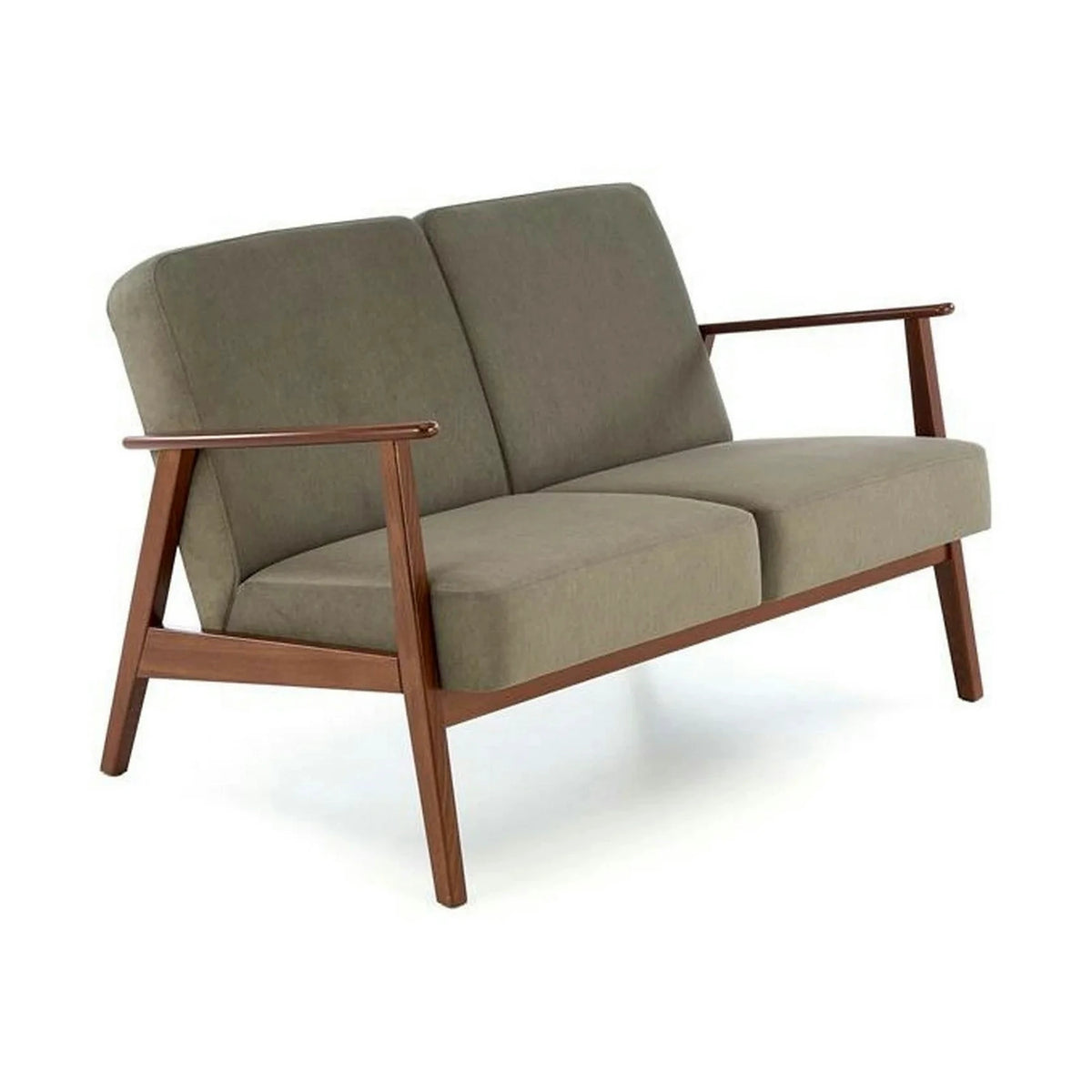 Canapea MILANO 2S, verde olive - Castel 39,  stofa catifelata/lemn, 120x77x77 cm