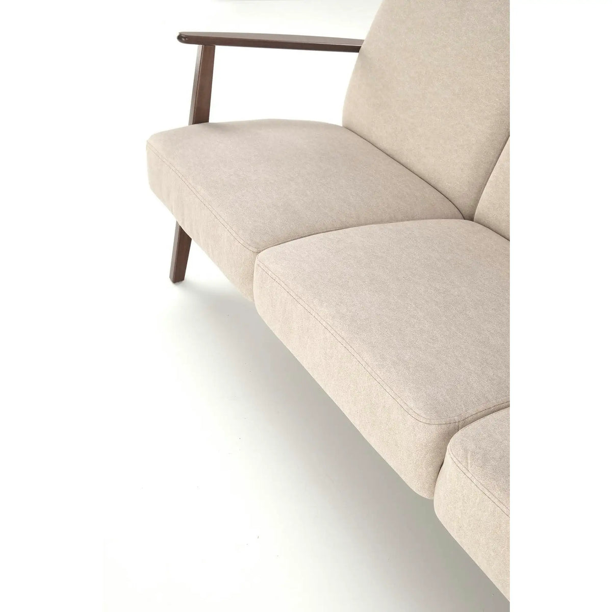 Canapea MILANO 3S, bej - Castel 15, stofa catifelata/lemn, 175x77x77 cm