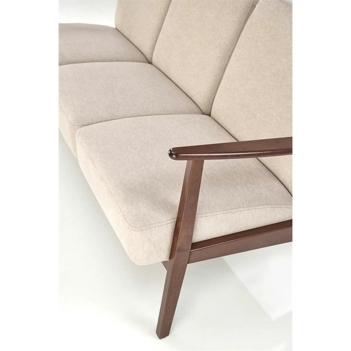 Canapea MILANO 3S, bej - Castel 15, stofa catifelata/lemn, 175x77x77 cm