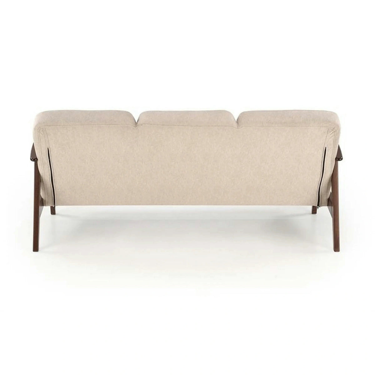 Canapea MILANO 3S, bej - Castel 15, stofa catifelata/lemn, 175x77x77 cm