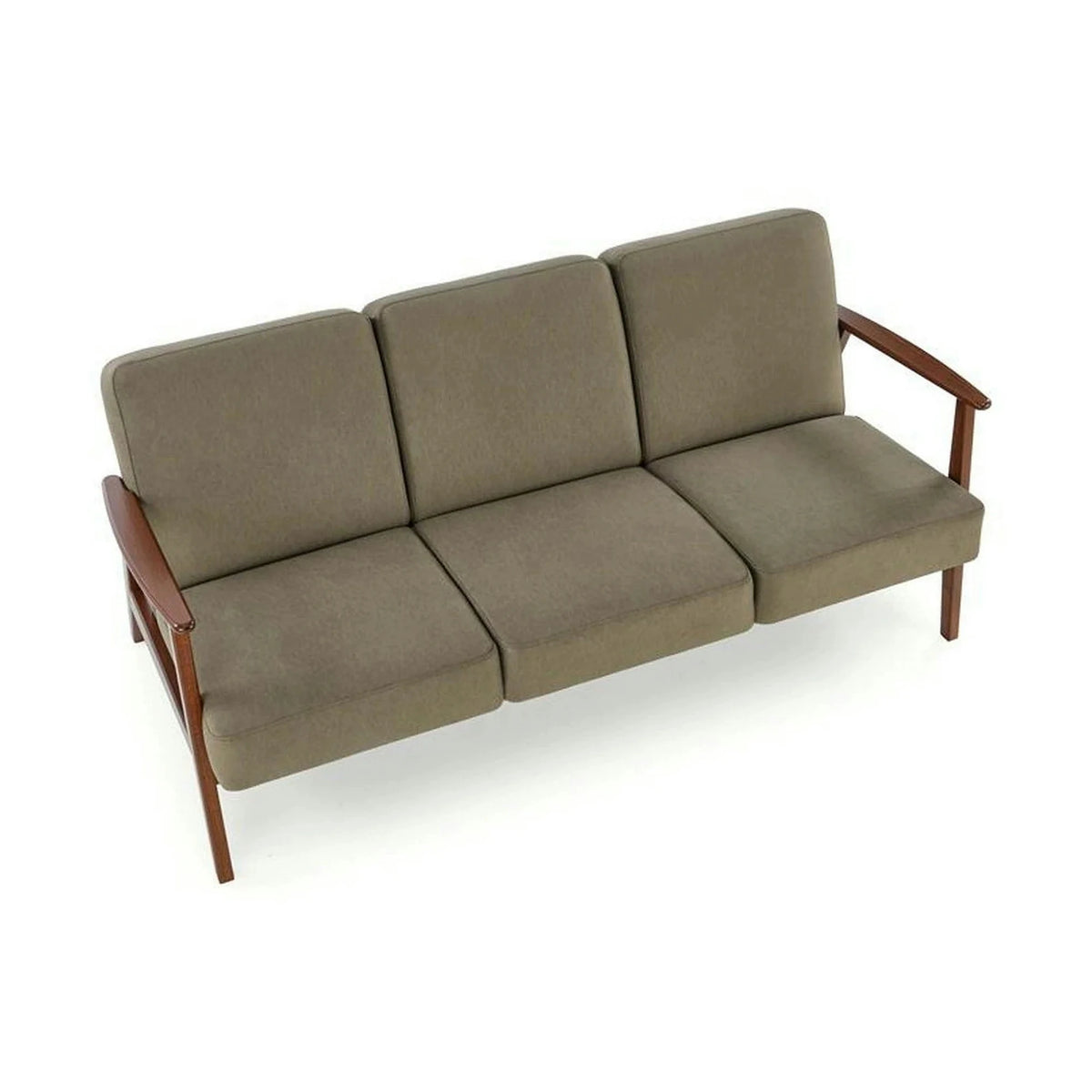 Canapea MILANO 3S, verde olive - Castel 39, stofa catifelata/lemn, 175x77x77 cm