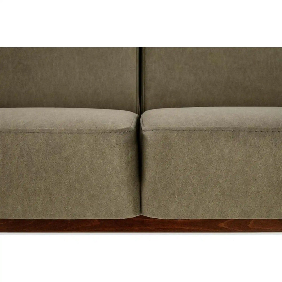 Canapea MILANO 3S, verde olive/nuc, stofa clasica/lemn, 175x77x77 cm