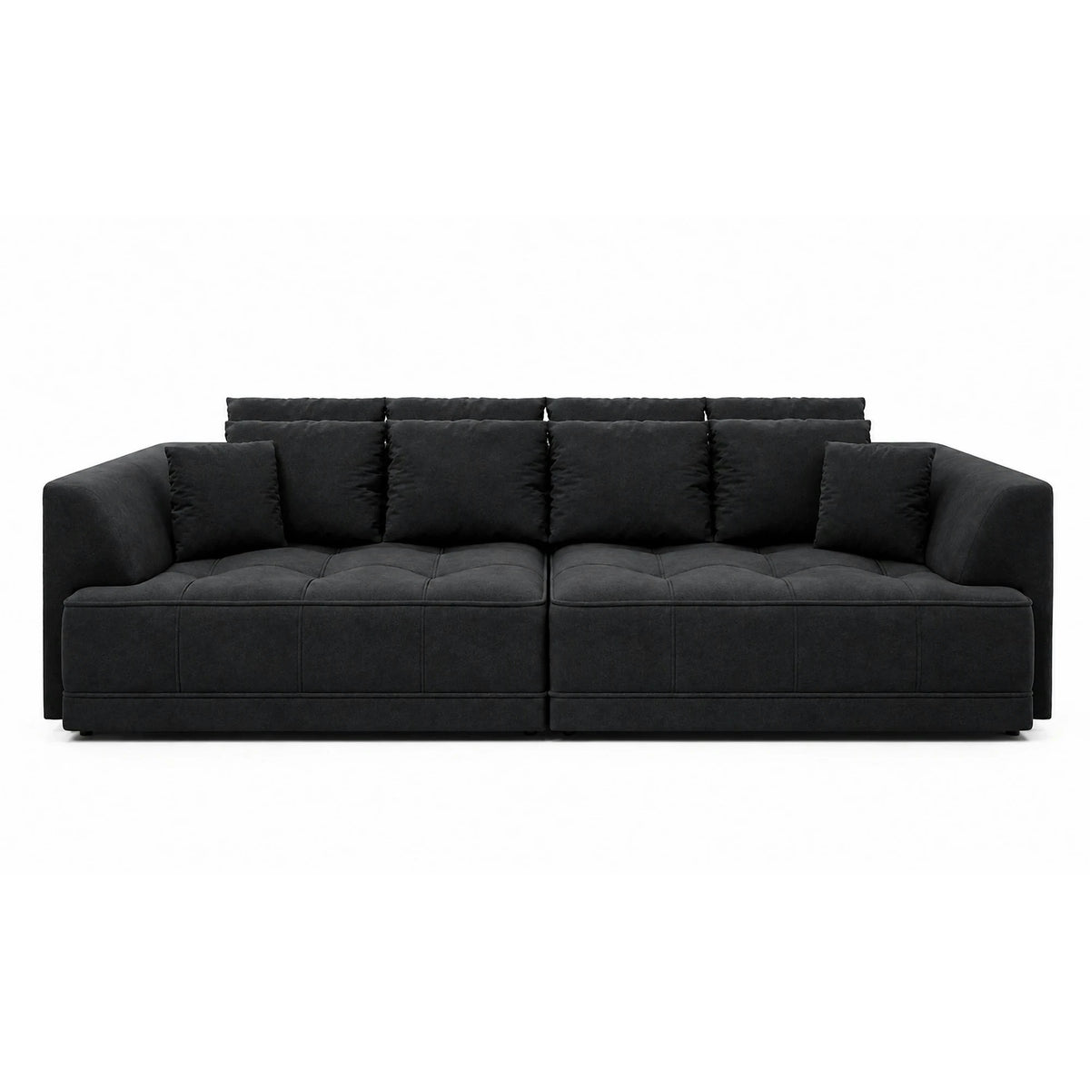 Canapea moderna pentru living TIGA, stofa catifelata maro inchis - Whisper 6, cu reglaj electric, 302x136x88/72 cm
