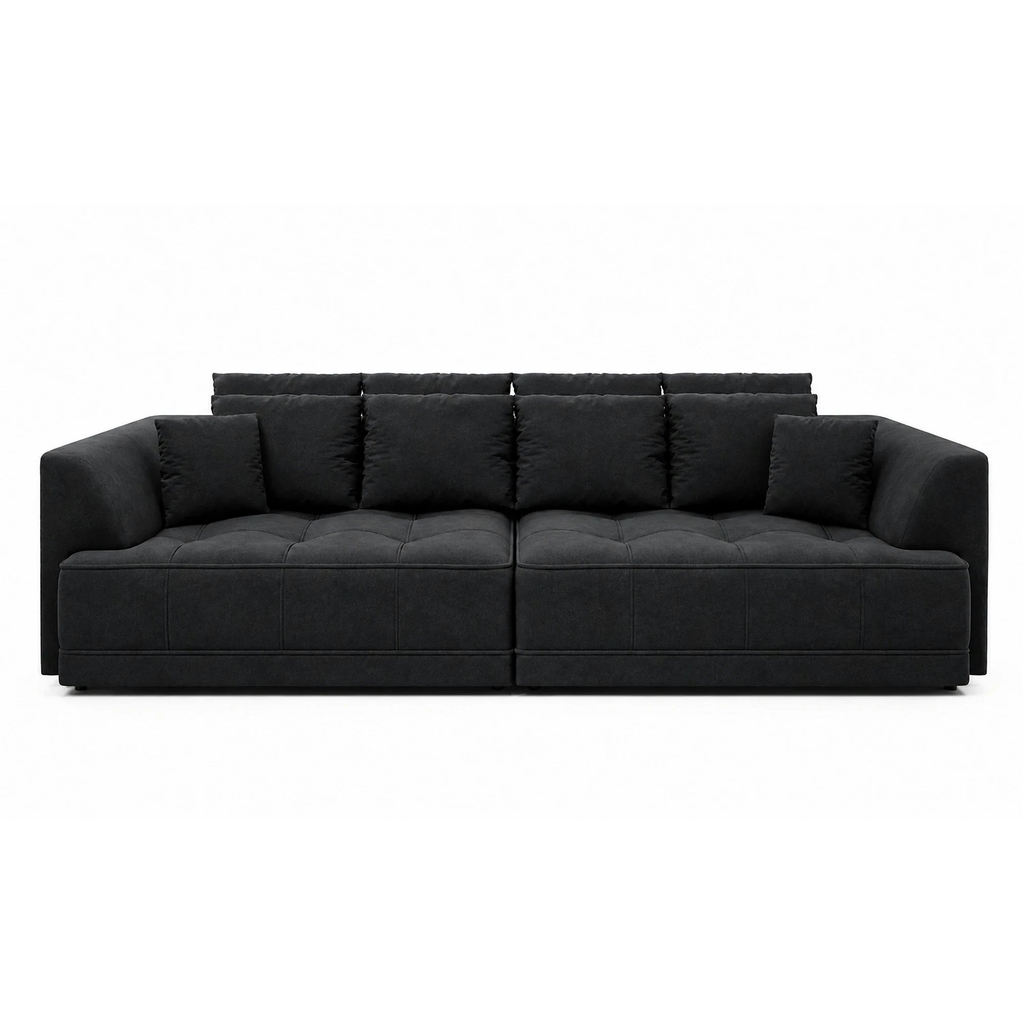 Canapea moderna pentru living TIGA, stofa catifelata maro inchis - Whisper 6, cu reglaj electric, 302x136x88/72 cm