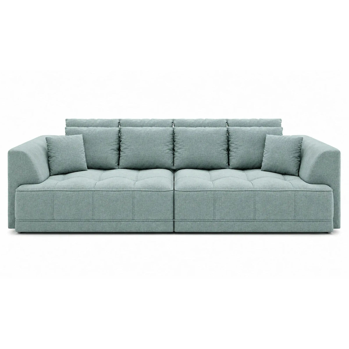 Canapea moderna pentru living TIGA, stofa catifelata verde menta - Salvador 12, cu reglaj electric, 302x136x88/72 cm