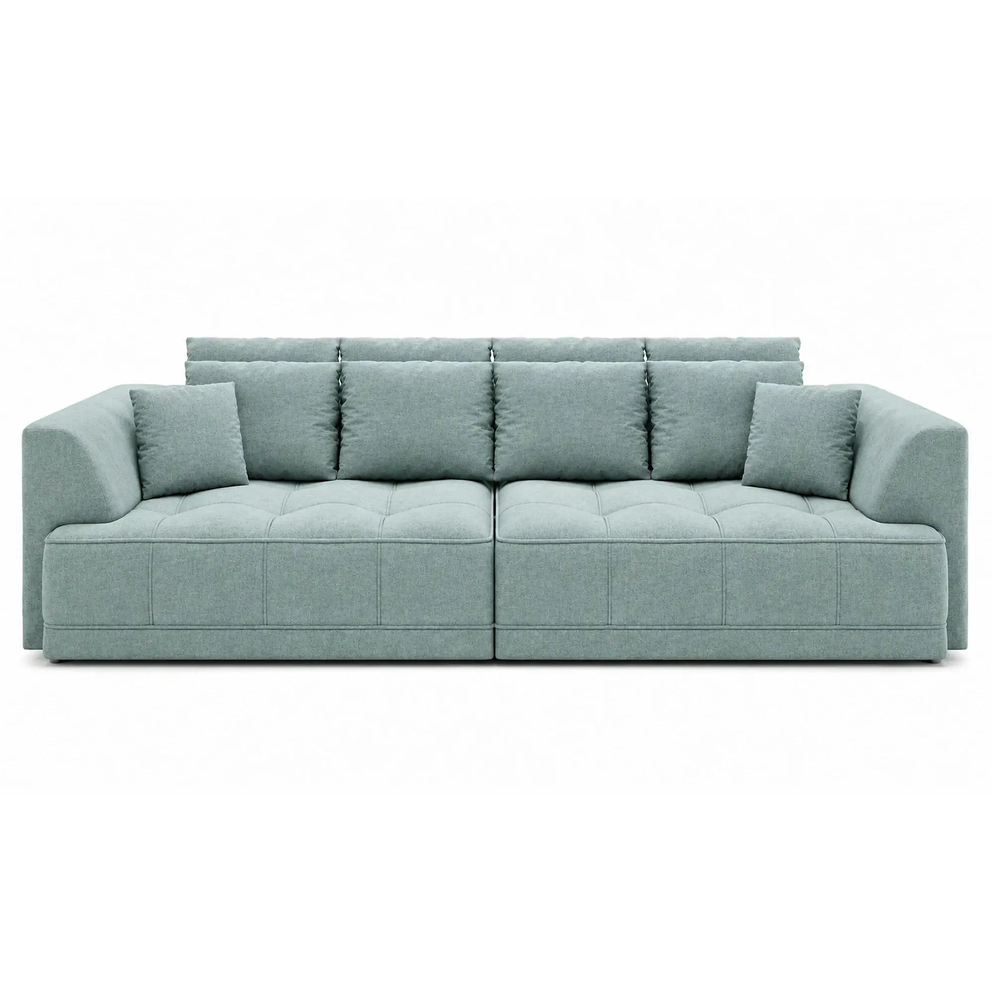 Canapea moderna pentru living TIGA, stofa catifelata verde menta - Salvador 12, cu reglaj electric, 302x136x88/72 cm