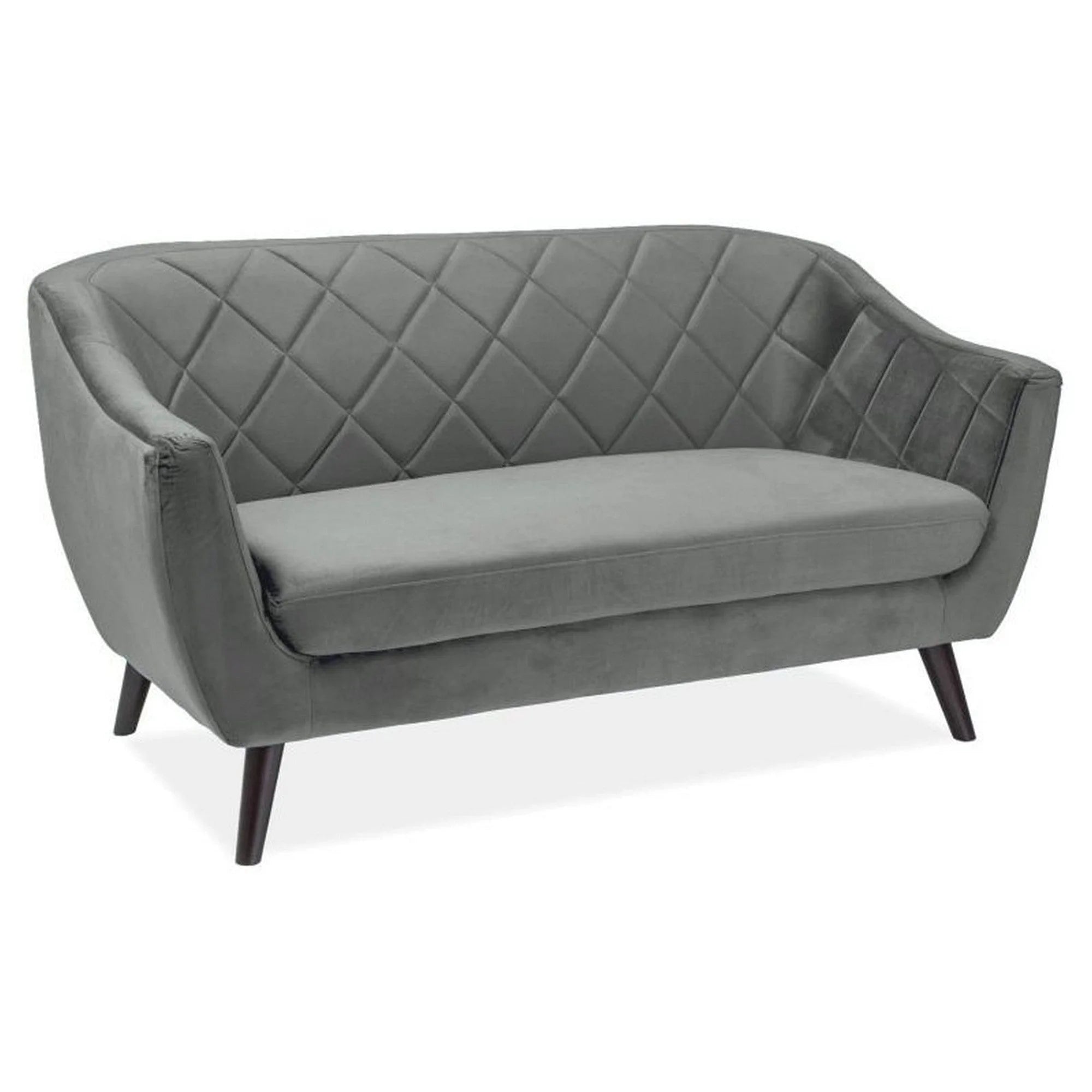 Canapea MOLLY, gri - Bluvel 14, stofa catifelata/lemn, 160x85x83 cm
