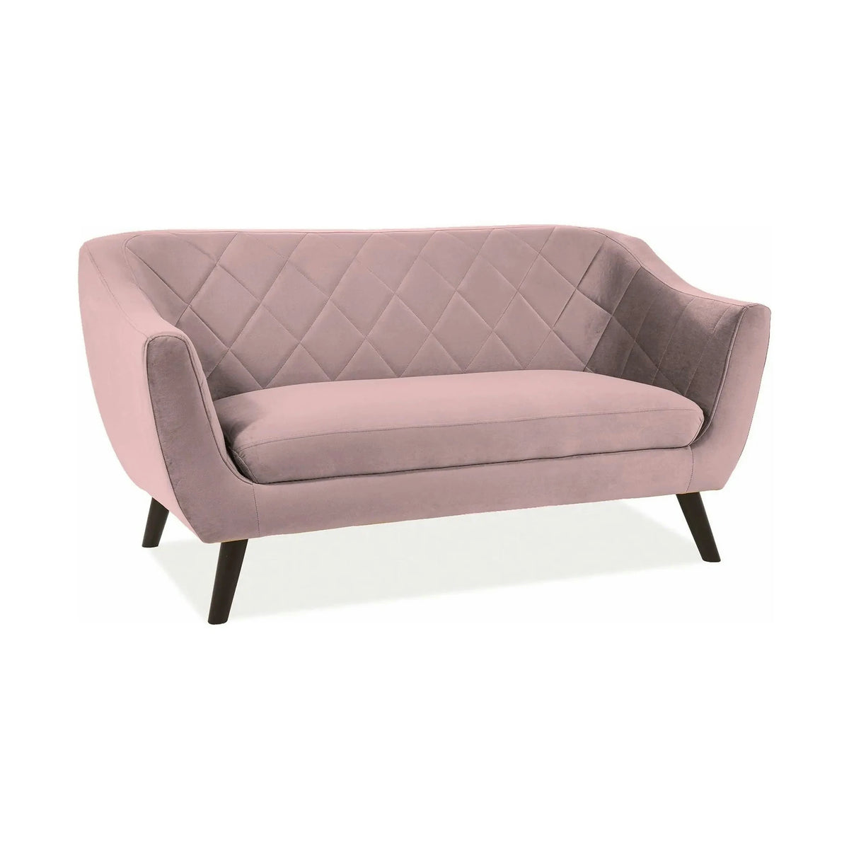 Canapea MOLLY, roz antic - Bluvel 52, stofa catifelata/lemn, 160x85x83