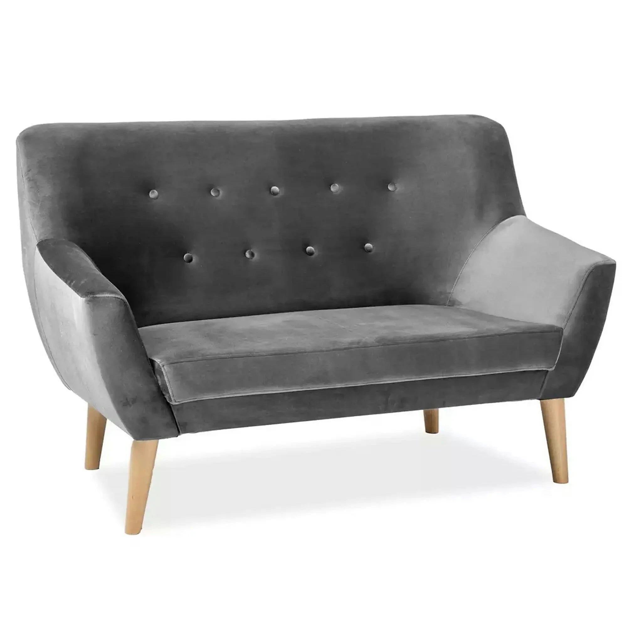 Canapea NORDIC 2, gri Bluvel 14, stofa catifelata/lemn de fag, 136x75x90 cm