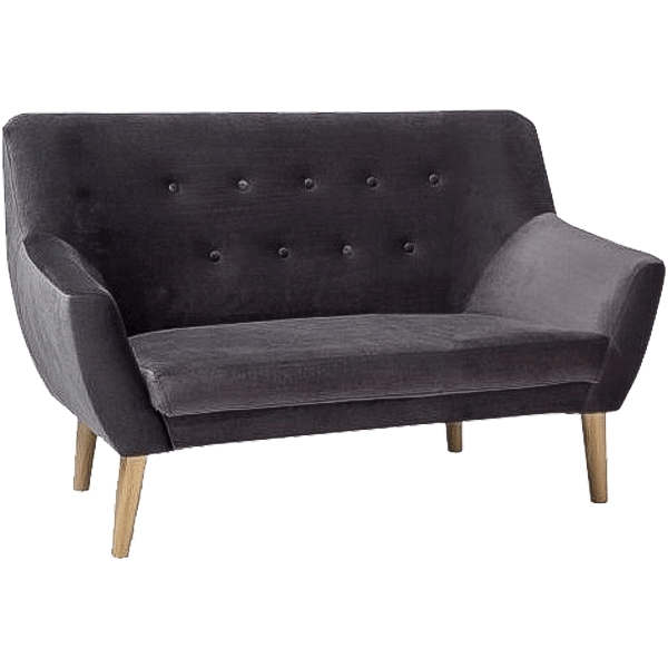 Canapea NORDIC 2, gri Bluvel 14, stofa catifelata/lemn de fag, 136x75x90 cm
