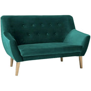 Canapea NORDIC 2, verde/fag, stofa catifelata/lemn, 136x75x90 cm