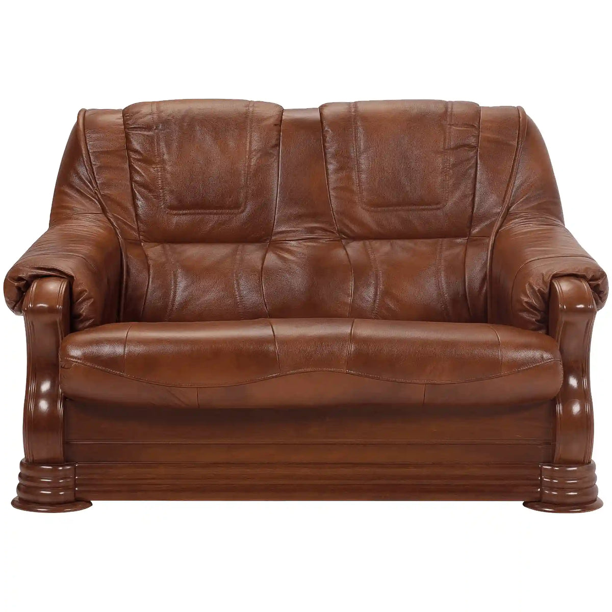 Canapea PARMA, maro, piele naturala/lemn/placaj, 145x96x95 cm